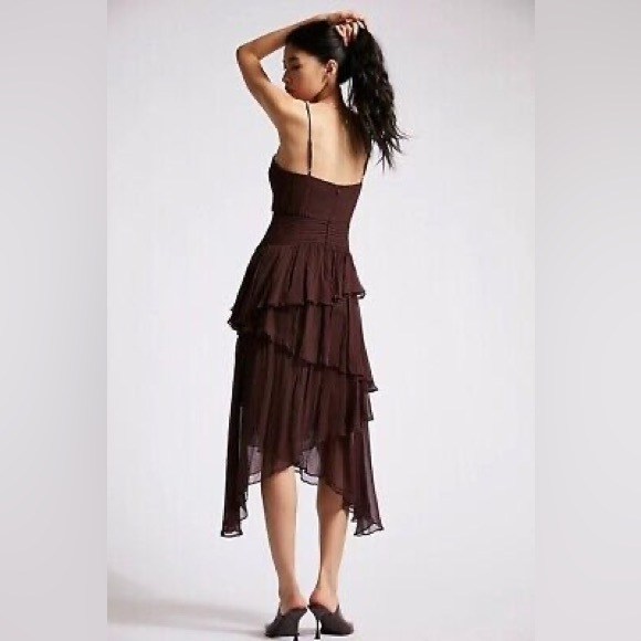 Shona Joy Olympia Pin Tuck Frill Midi Dress Free People - Picture 3 of 13